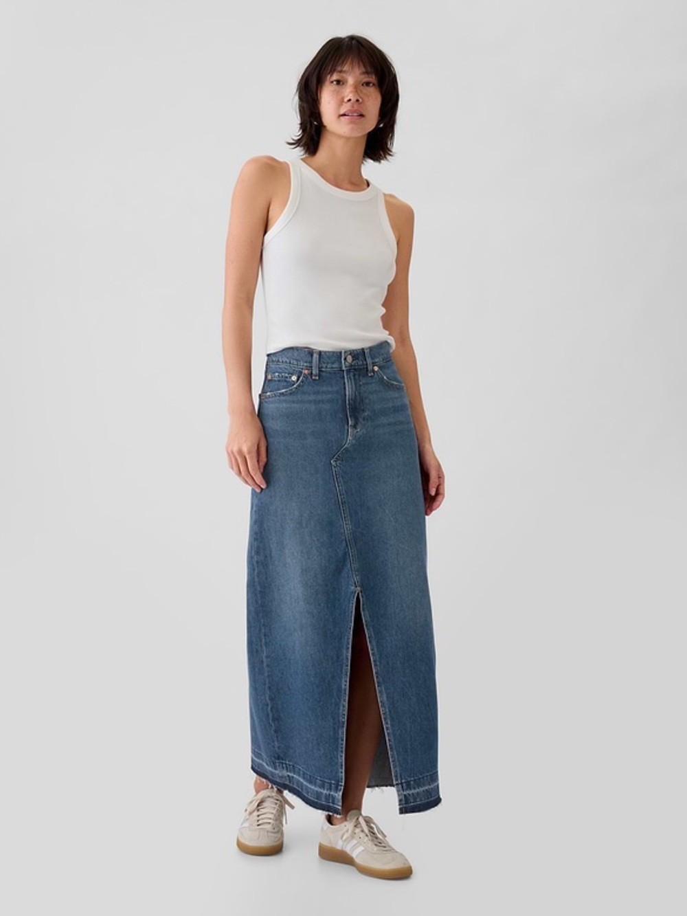 Gap Denim Maxi Skirt Women’s 25 Size 0 Blue Jean Raw Hem Skirt